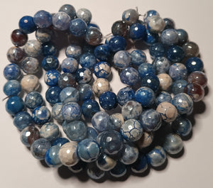 10mm Electroplated Blue & White Crackle Agate