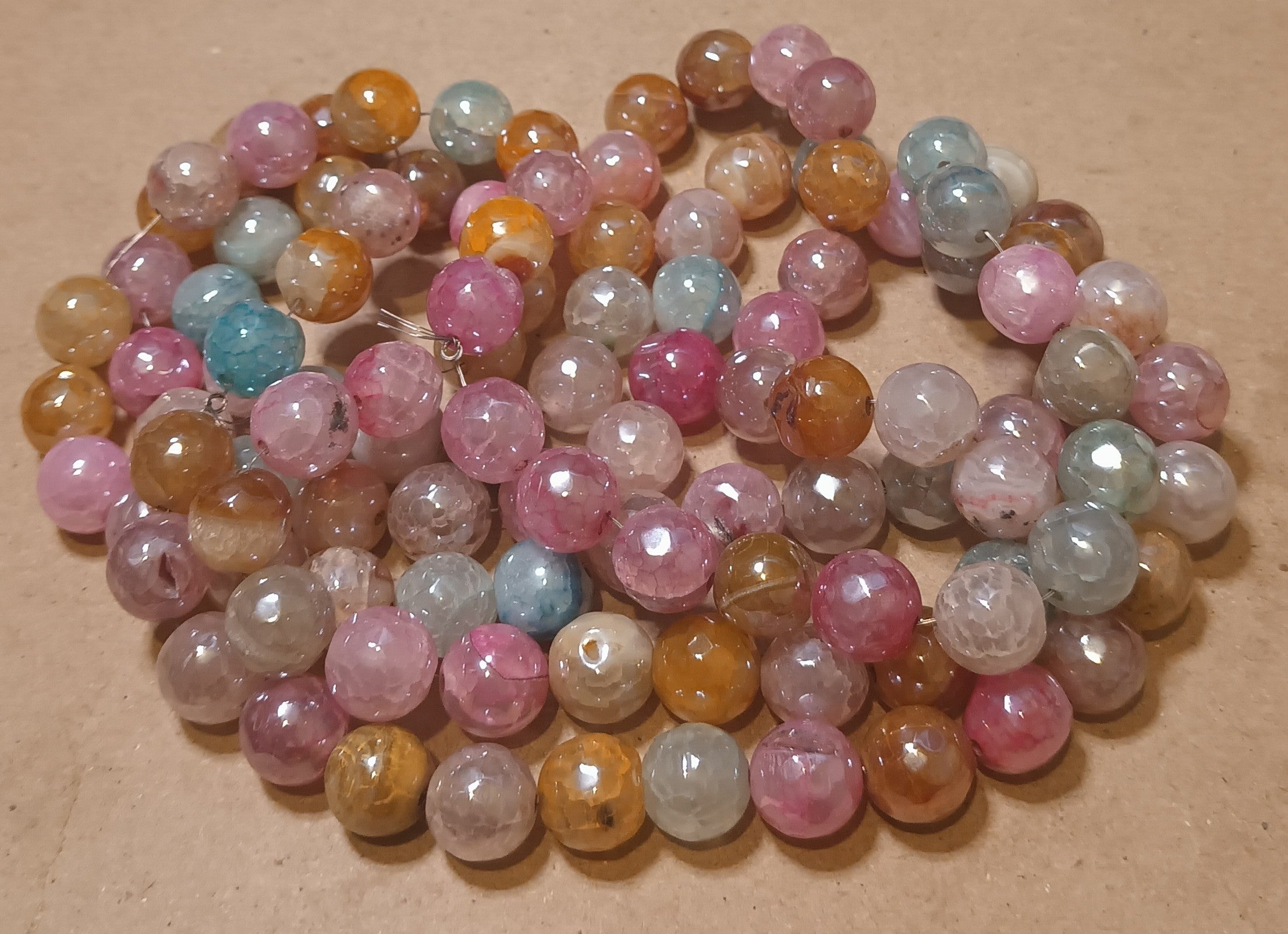 10mm Electroplated Multi-Colored Pastel Agate