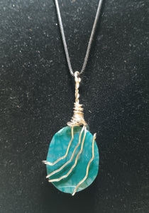 Green Agate & Silver Pendant