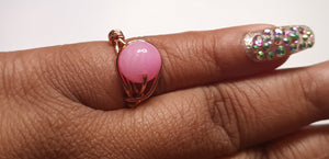 Pink Jade Single Stone Ring