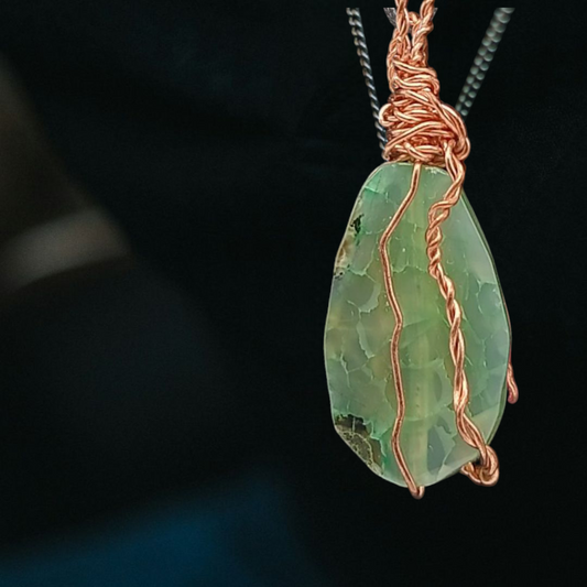 Green Agate & Copper  Pendant