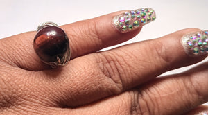 Red Tiger Eye Single Stone Ring