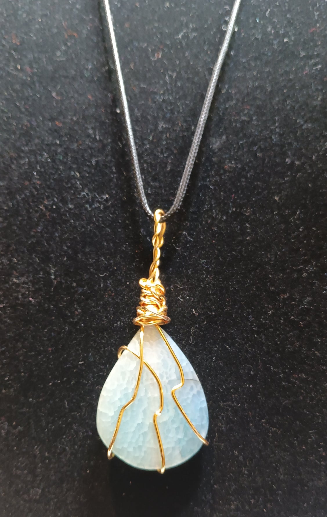 Blue Agate & Gold Pendant