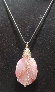 Pink Agate & Silver Pendant